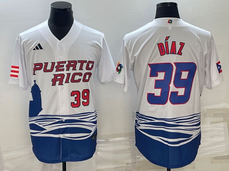 Men 2023 World Cub 39 Diaz White MLB Jersey4